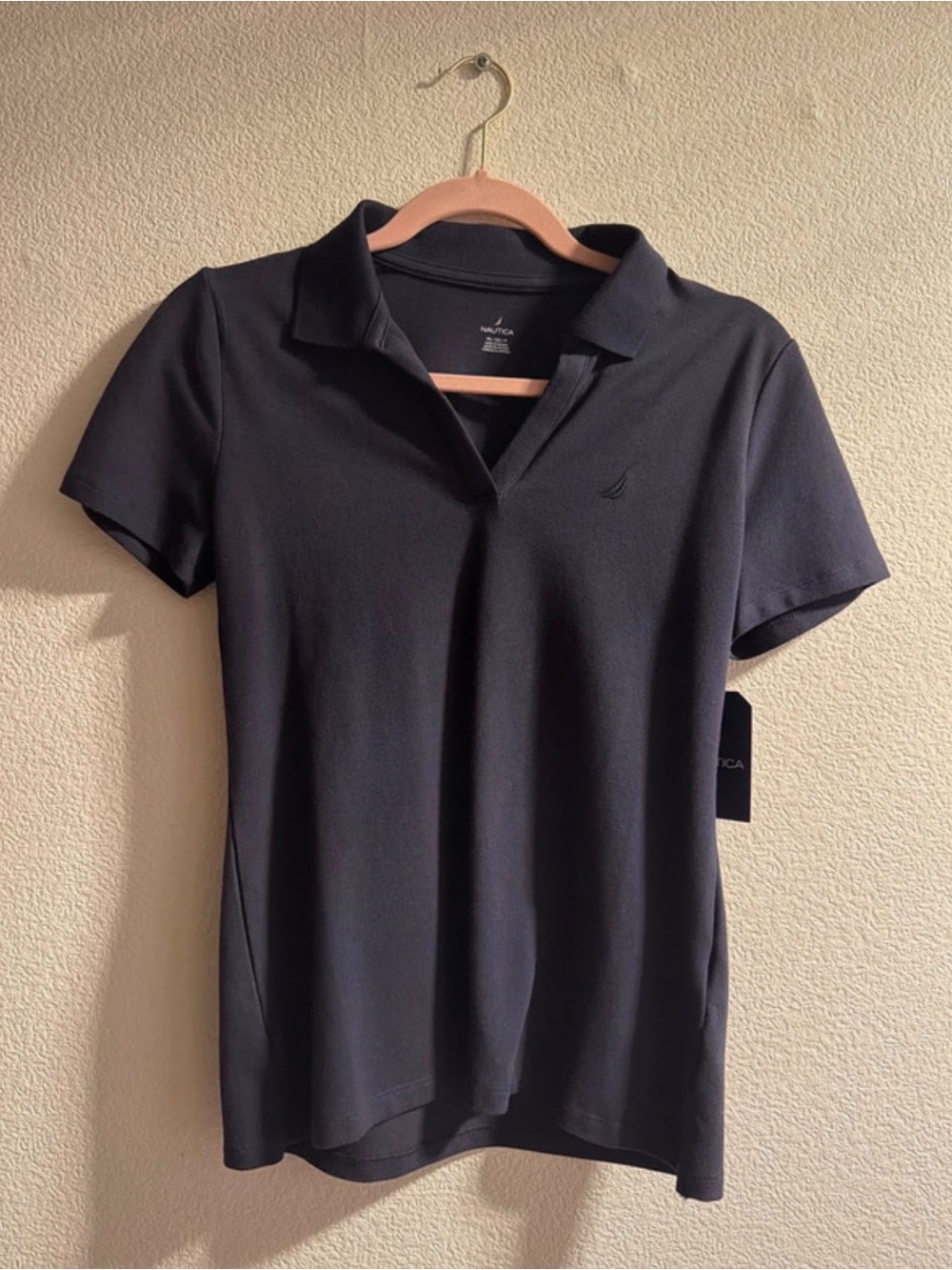 Nautica Women's Black Short-Sleeve Polo Shirt